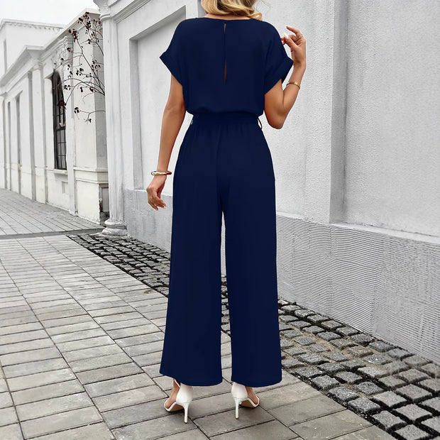 Damen Jumpsuit mit weitem Bein und Taillengürtel WW