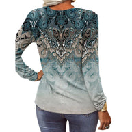 Damen Langarmshirt mit detailliertem Druck und Knopfleiste WW