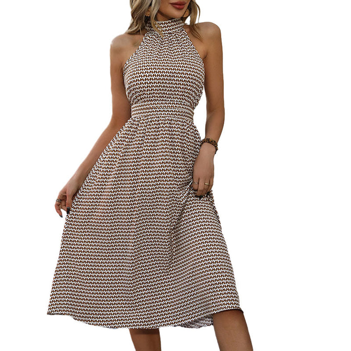 Damen Midikleid aus leichtem Material mit hochgeschlossenem Design und Taillengürtel W&W Mode