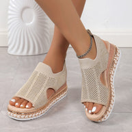 Damen Smart Casual Plateau Sandalen mit atmungsaktivem Obermaterial und rutschfester Sohle WW