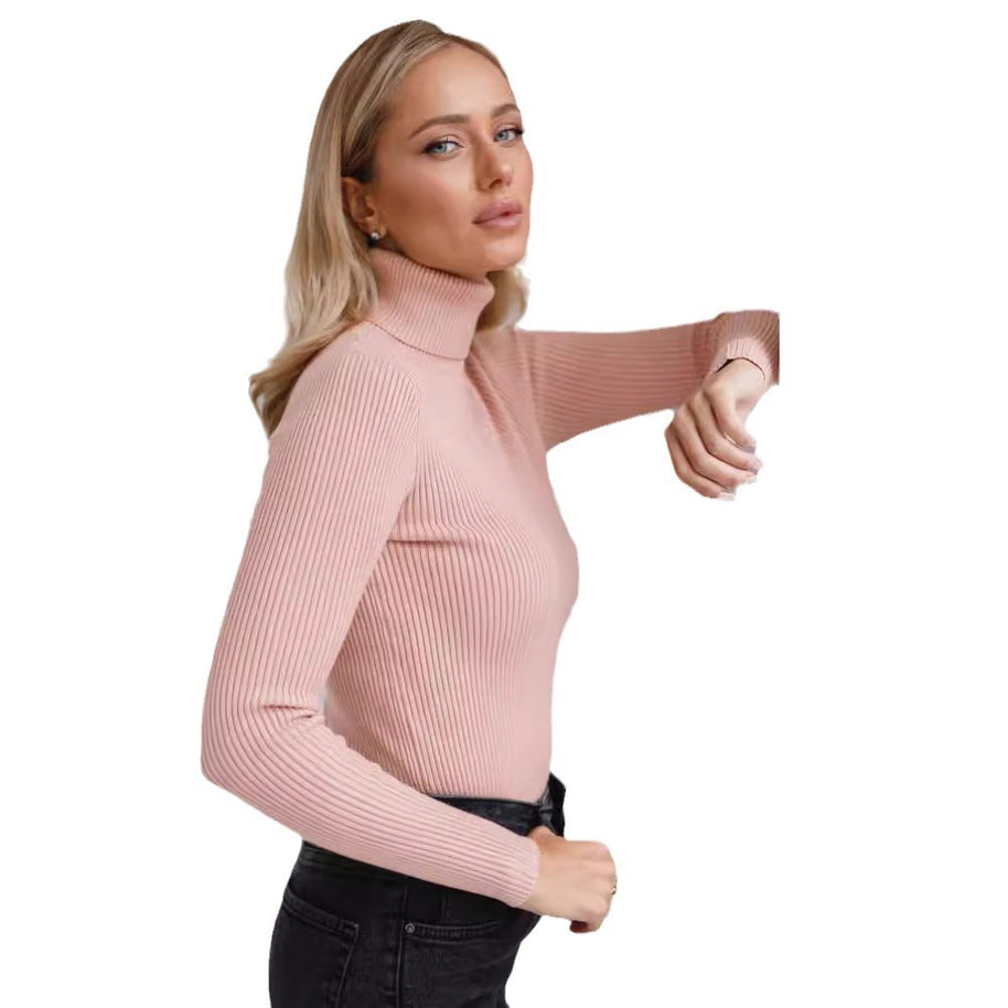 Damen Rollkragenpullover mit geripptem Design und lässigem Schnitt WW