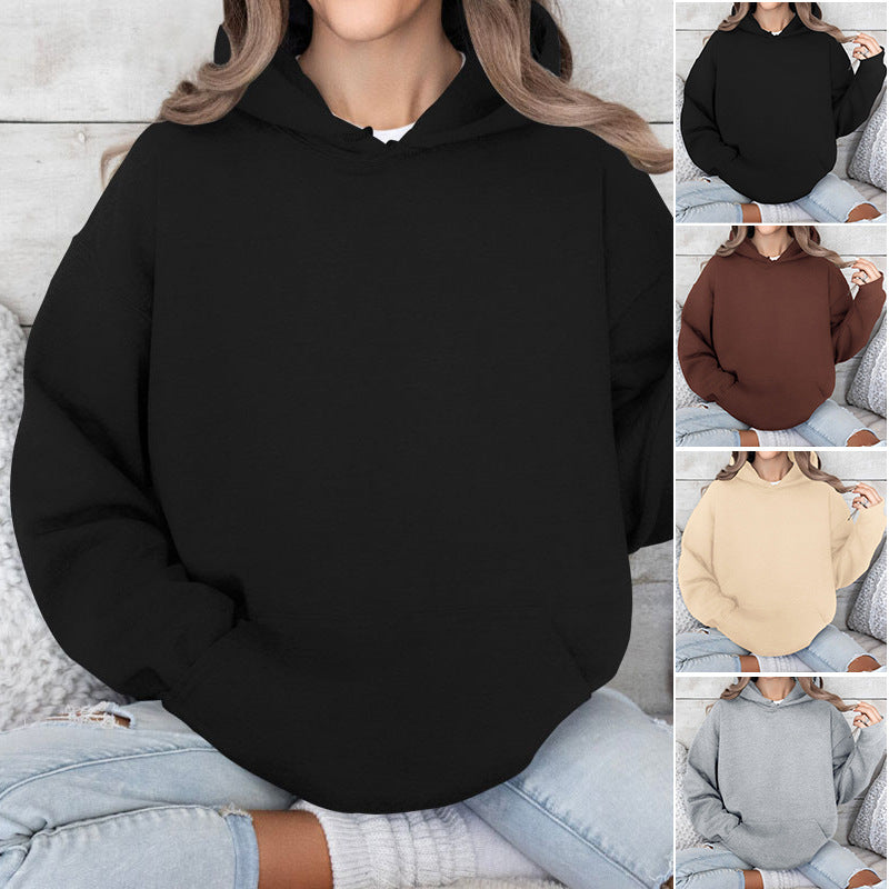 Damen lässiger Hoodie mit kängurutasche und gemütlichem Schnitt WW