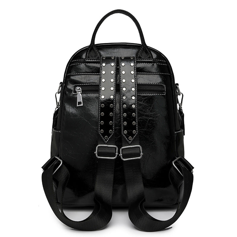 W&W Mode | Rucksack - Silber - Hochwertiges Leder mit Polyester-Futter
