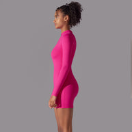 Damen Ripp-Strandanzug mit Rundhalsausschnitt und Reißverschluss WW