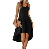 WW | Damen Spaghetti-Träger Formelles Midi-Kleid mit Hi-Lo-Saum