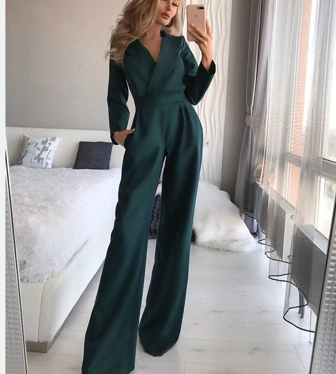 W&W Mode Langärmeliger Jumpsuit mit schmaler Passform für Frauen