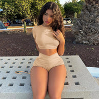 Damen Set mit kurzärmligem Oberteil und Shorts WW