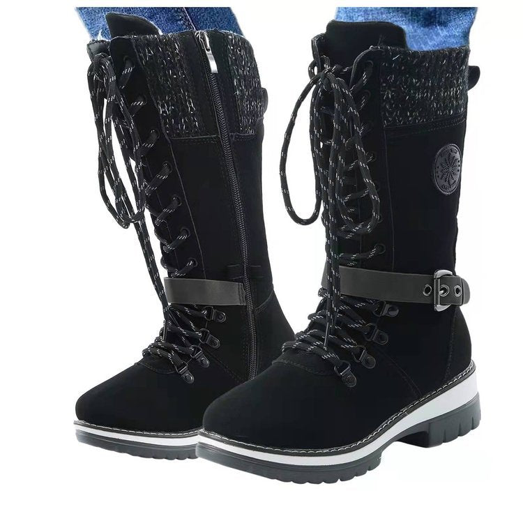 Damen robuste Winterstiefel mit hochschließendem Design und modischen Akzenten WW