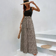 Damen weite Palazzo-Hose mit stylishm Leopardenmuster W&W