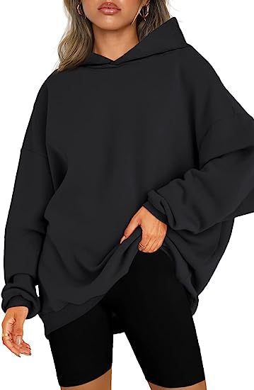 Damen oversized Kapuzenpullover mit seitlichen Schlitzen W&W Mode