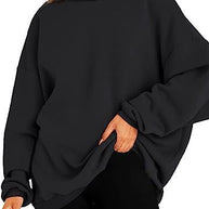 Damen oversized Kapuzenpullover mit seitlichen Schlitzen WW