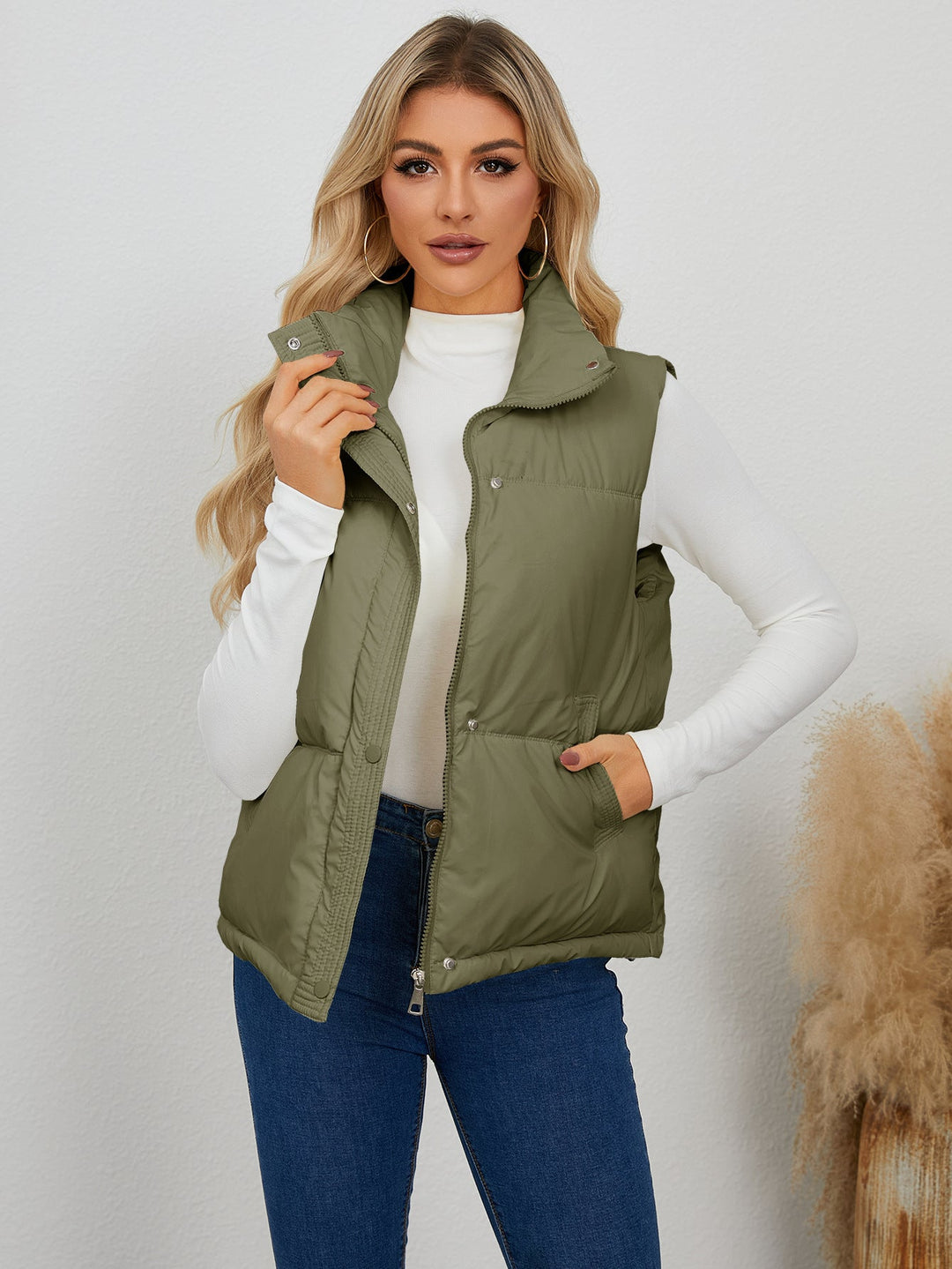 Damen Weste mit hohem Kragen und praktischen Taschen W&W Mode
