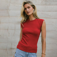 Damen ärmelloses Rippenshirt mit figurbetontem Schnitt WW