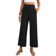 Damen Bequeme Weite Hose mit elastischem Bund und seitlichen Taschen WW