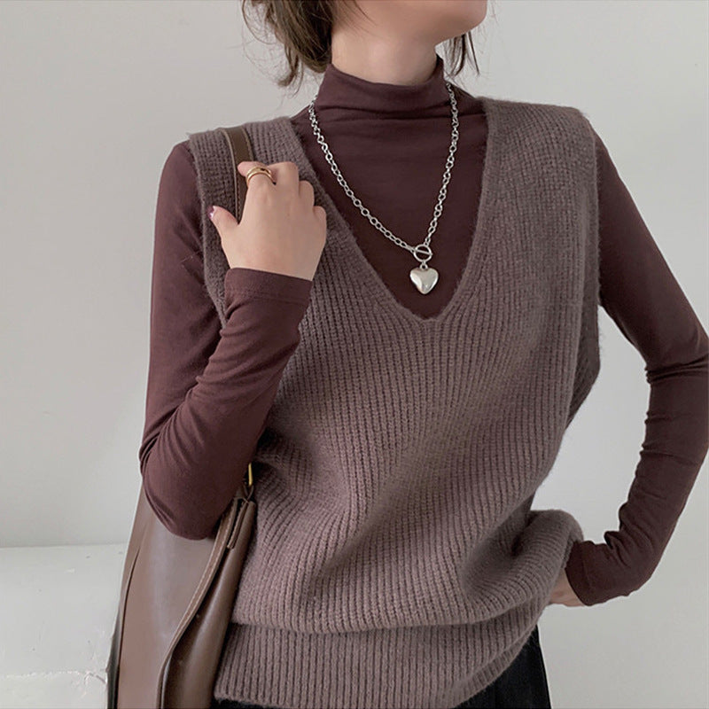 Damen Strickweste mit modernem V-Ausschnitt und feiner Textur WW