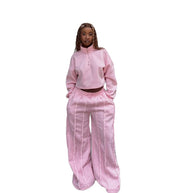 Damen Sportliches Cropped-Pullover und Jogginghose-Set WW
