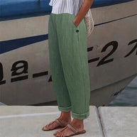 Damen Bequeme und luftige Leinenhose mit seitlichen Taschen W&W