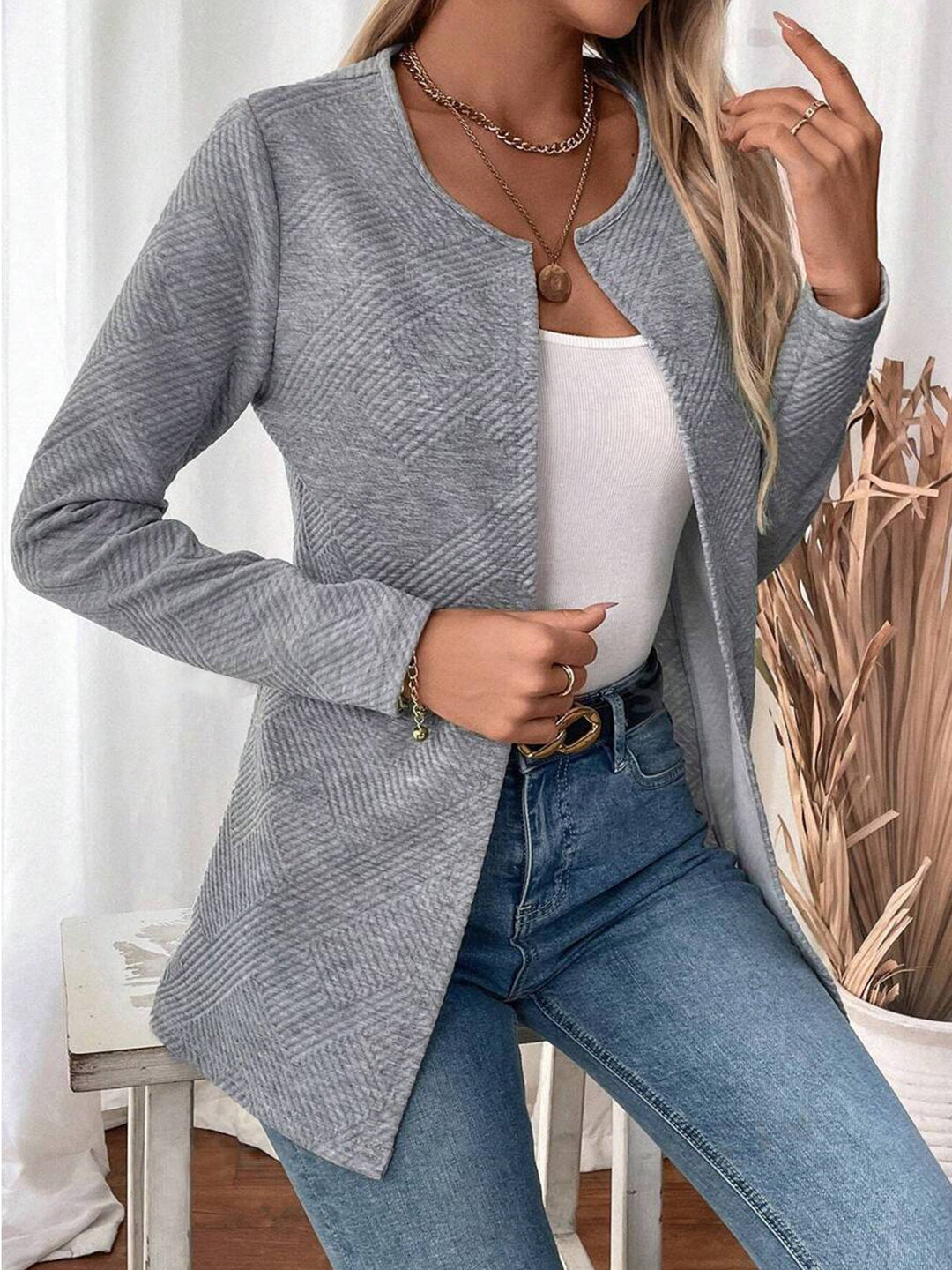 W&W Mode | Einfaches Temperament Pendeln Schlanke Passform Cardigan Jacke Oberbekleidung