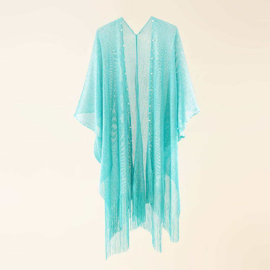 Damen transparenter Kaftan mit fransigen Kanten und elegantem Design WW