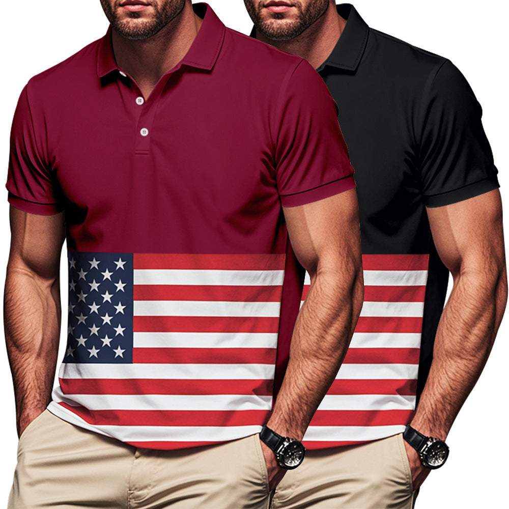 Herren Poloshirt mit Flaggenmuster WW