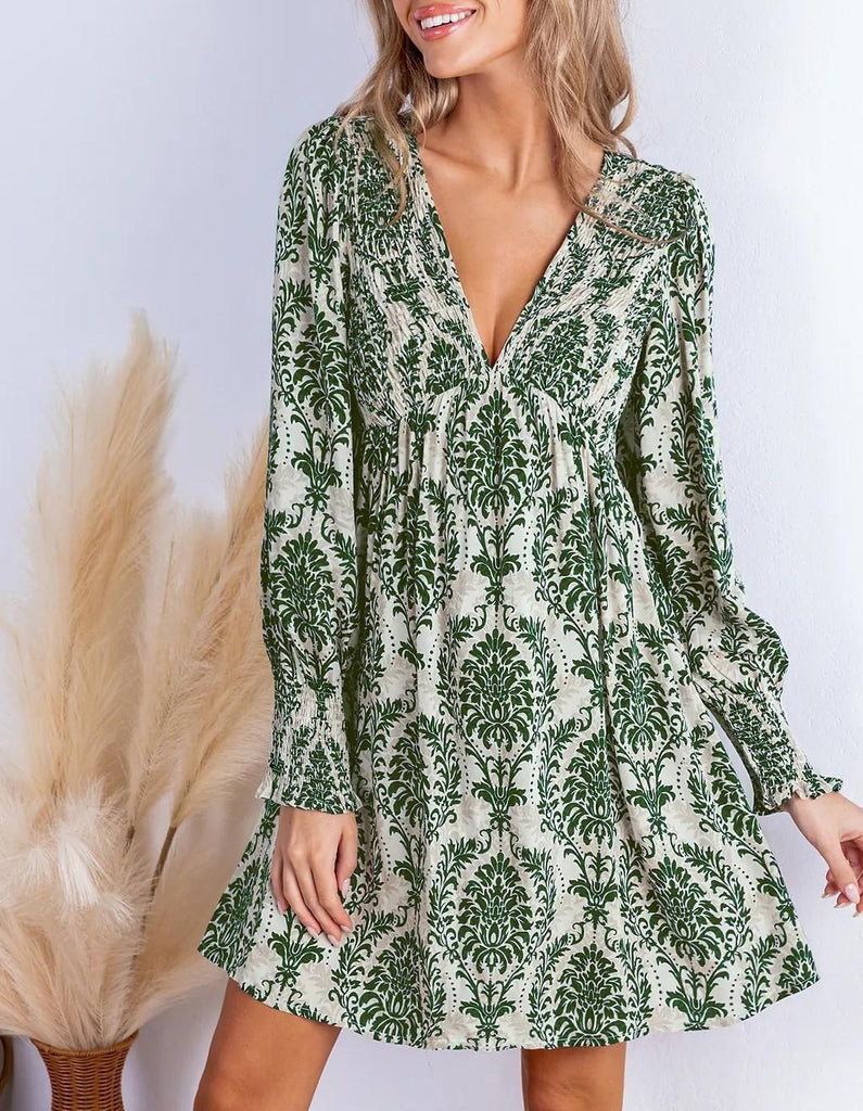 Damen Blusenkleid mit floralem Design und hochgeschlossenem Kragen WW