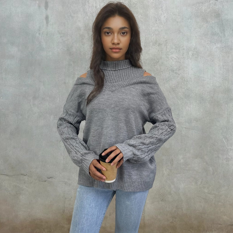 Damen Strickpullover mit schulterfreiem Design und modischem Oversized-Schnitt WW