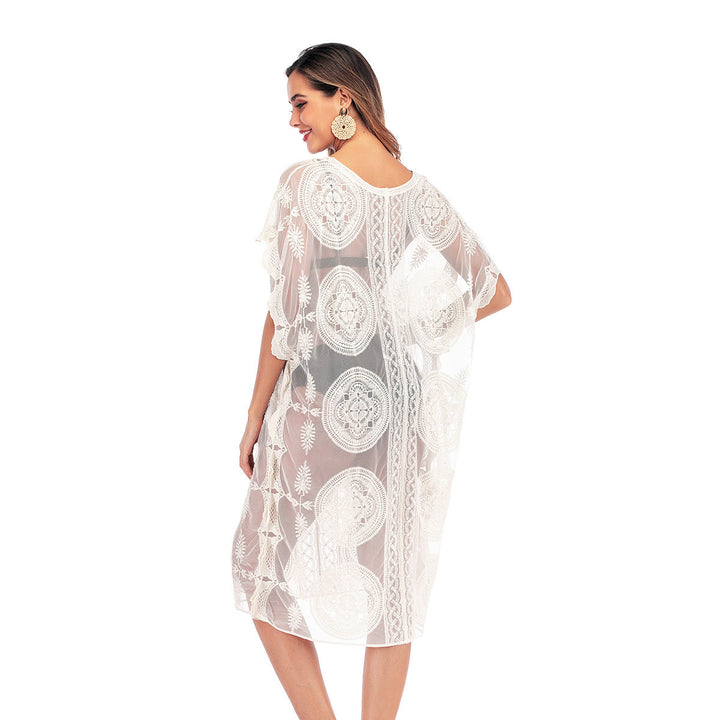 Damen elegante transparente Häkelrobe W&W Mode