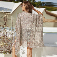 Damen Eleganter Chiffon-Überwurf im Leopardenmuster WW