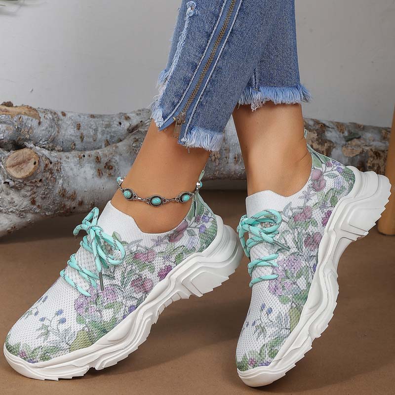 W&W Mode | Breite Sneaker Mit Blumenmuster Für Damen