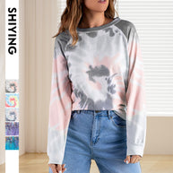 Damen Langarm-T-Shirt mit modernem Batik-Muster und lässigem Schnitt WW