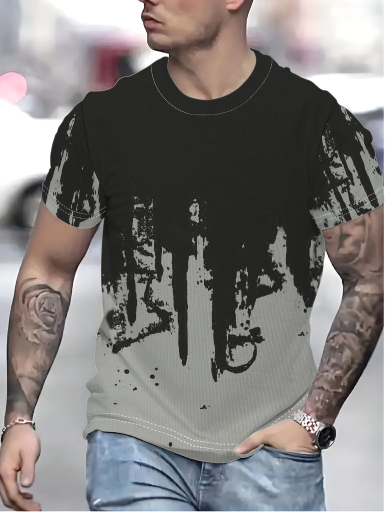 Herren T-Shirt mit kreativem Farbverlauf und einzigartigem Graffiti-Design WW