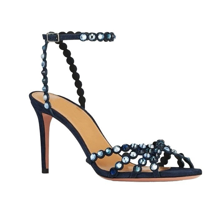 Damen atemberaubende High-Heel Knöchelriemen Sandalen mit dekorativen Perlenakzenten WW