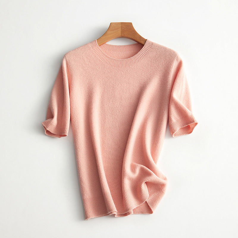 Damen Kurzarm Cashmere-Mix Pullover WW