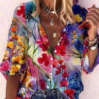 WW | Spitzenbestickte Boho Langarm Tunika Bluse