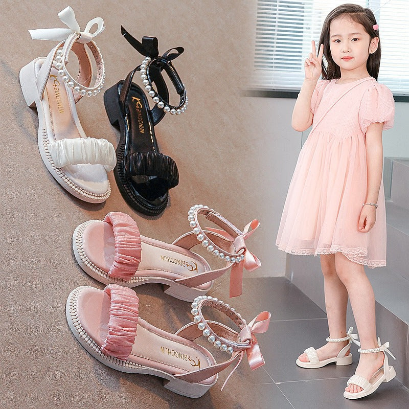 Damen Elegante Perlen-Besetzte Knöchelriemen Sandalen WW
