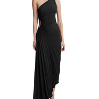 WW | One Shoulder Plissee Midi Kleid
