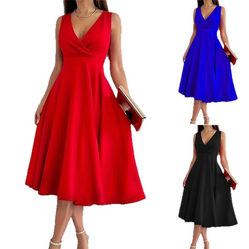 Damen A-Linien-Kleid mit V-Ausschnitt und schmeichelndem Schnitt WW