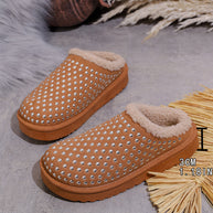 Damen Hausschuhe mit Glitzerakzenten und kuscheligem Innenfutter WW