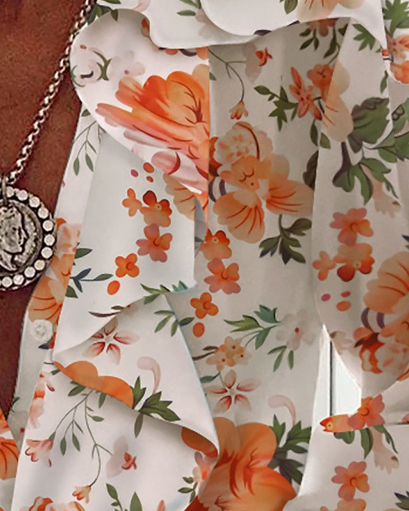 WW | Chiffon V-Ausschnitt Langarmshirt