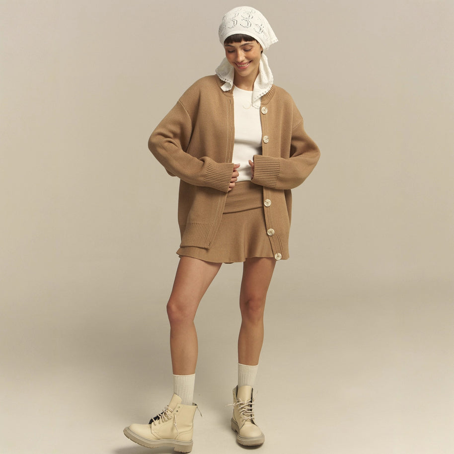 Damen bequemer Oversized-Pullover und lässige Palazzohose Set WW