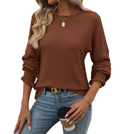 Damen lässiger Pullover mit feiner Rippstruktur und elastischen Bündchen WW