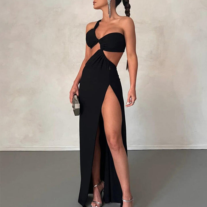 Damen Kleid mit asymmetrischem Design und raffiniertem Cut-Out W&W Mode