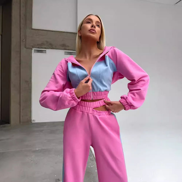 Damen Sportliches Loungewear-Set mit Kapuze und weitem Schnitt WW