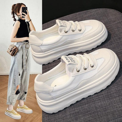 Damen bequeme Plateau-Sneaker aus atmungsaktivem Material WW