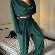 Damen sportlicher Fleece-Jogginganzug mit praktischen Taschen und hohem Kragen WW