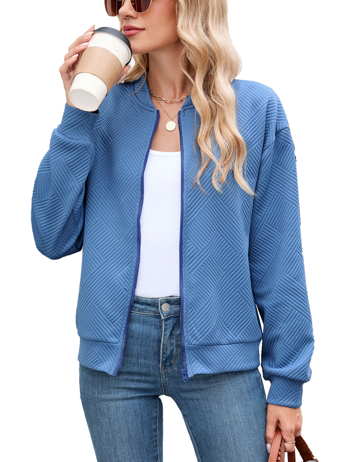 Damen Sportliche Bomberjacke mit strukturiertem Design WW