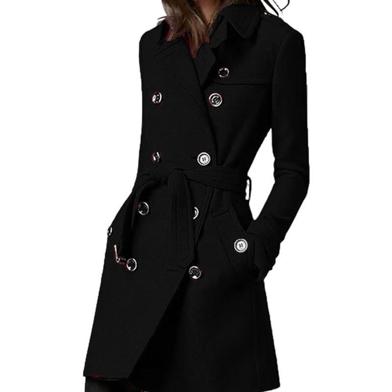 Damen Eleganter Trenchcoat mit modischem Gürtel und hochwertigen Knopfdetails WW