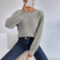 Damen lässiger Strickpullover mit lockerer Passform und eleganten Rippdetails WW