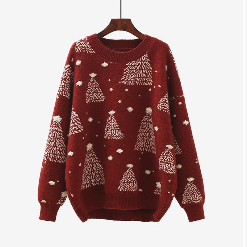 Damen Gemütlicher Weihnachtspullover mit kreativem Muster WW