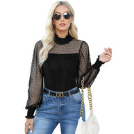 Damen Bodysuit mit transparenten Ärmeln und geripptem Design WW